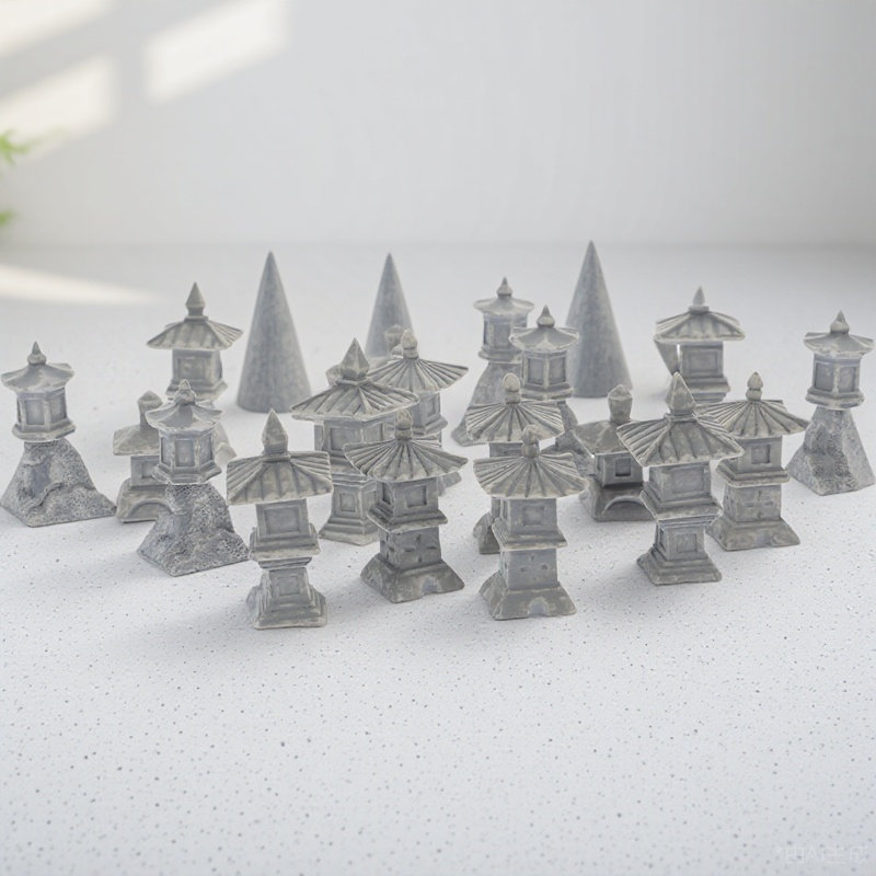 Mini Bonsai Zen Garden - Statua Mini Pagoda in Resina, Decorazione