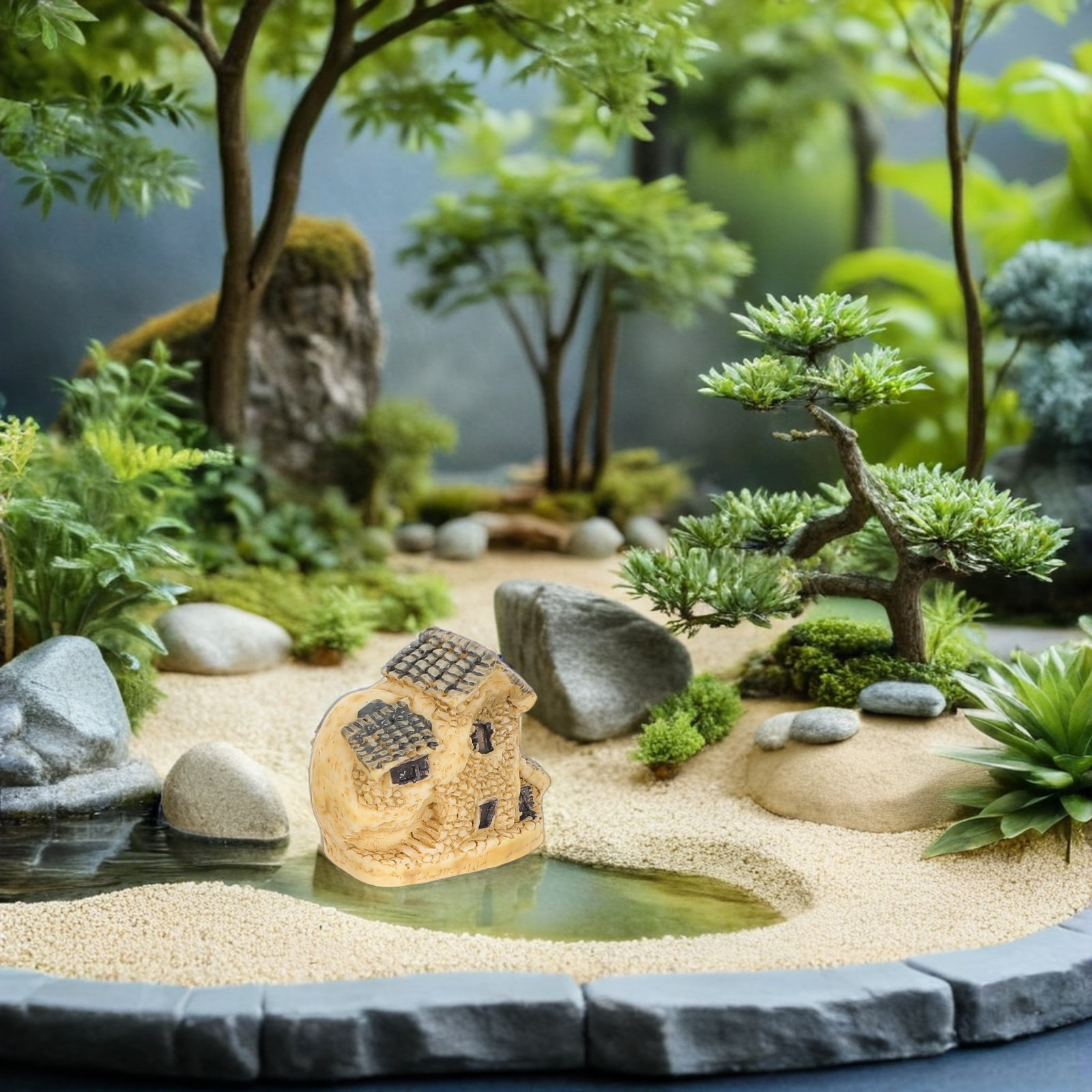Bonsai Garden House - 4 Pezzi di Case in Resina
